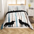 thumbnail image 1 of Erosebridal Housse de Couette Silhouette de Loup Simple, Literie à Imprimé Faune, Réversible Noire, Respirante 2 Pcs (Sans Couette), 1 of 6