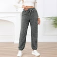 thumbnail image 6 of Ladies Plush Warm Thermal Pants Lace-up High Waist Jogger Trousers Pockets Fluffy Fleece Sweatpants Pajama Bottoms (XX-Large, Gray), 6 of 6