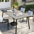 thumbnail image 4 of Crestlive Products 70" Patio Outdoor Dining Table for 6, Sturdy Aluminum Frame Wood-Grain Top with Umbrella Hole, Grey, 4 of 5