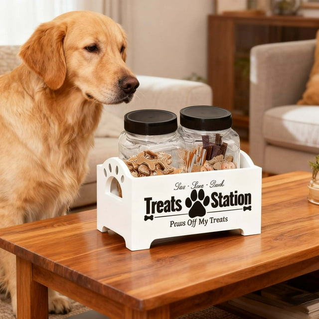 Contemporary Decorative Jar Organizer for | Durable Enduring Jar Holder with Storage For Cat Owners and Indoor Use