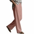 thumbnail image 4 of GUACER Cotton Linen Wide Leg Pants for Women Drawstring Waist with Pockets Casual Summer Trousers, 4 of 6