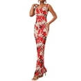thumbnail image 1 of Gupgi Robe Longue Florale Sans Manches Robe Moulante à Bretelles Spaghetti Élégante, 1 of 9
