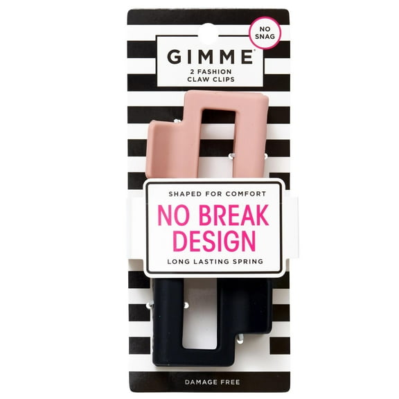 Gimme Rectangle Claw Clip Medium, Pink Black, 2 Ct