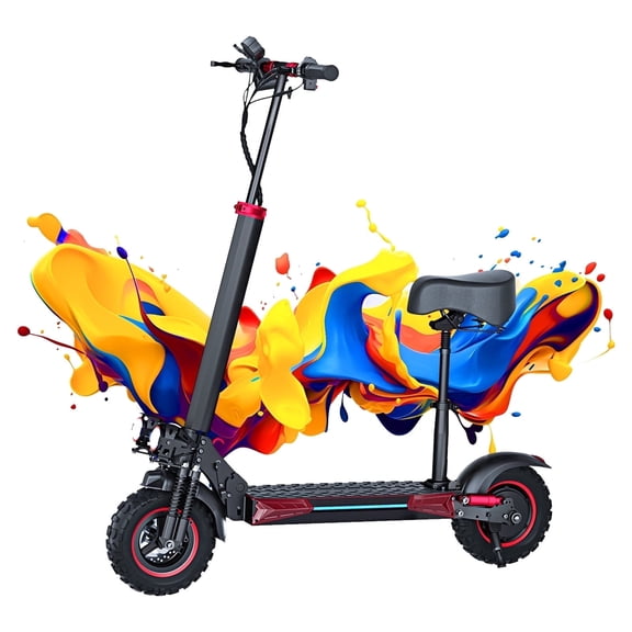 Electric Scooter for Adults, 1200W Motor Max 31MPH, 48V 15Ah Battery Up to 31 Miles Long Range, 11" Off-Road Tires Foldable Commuter E-Scooter with Seat, Dual Suspension, Dual Disc Brake