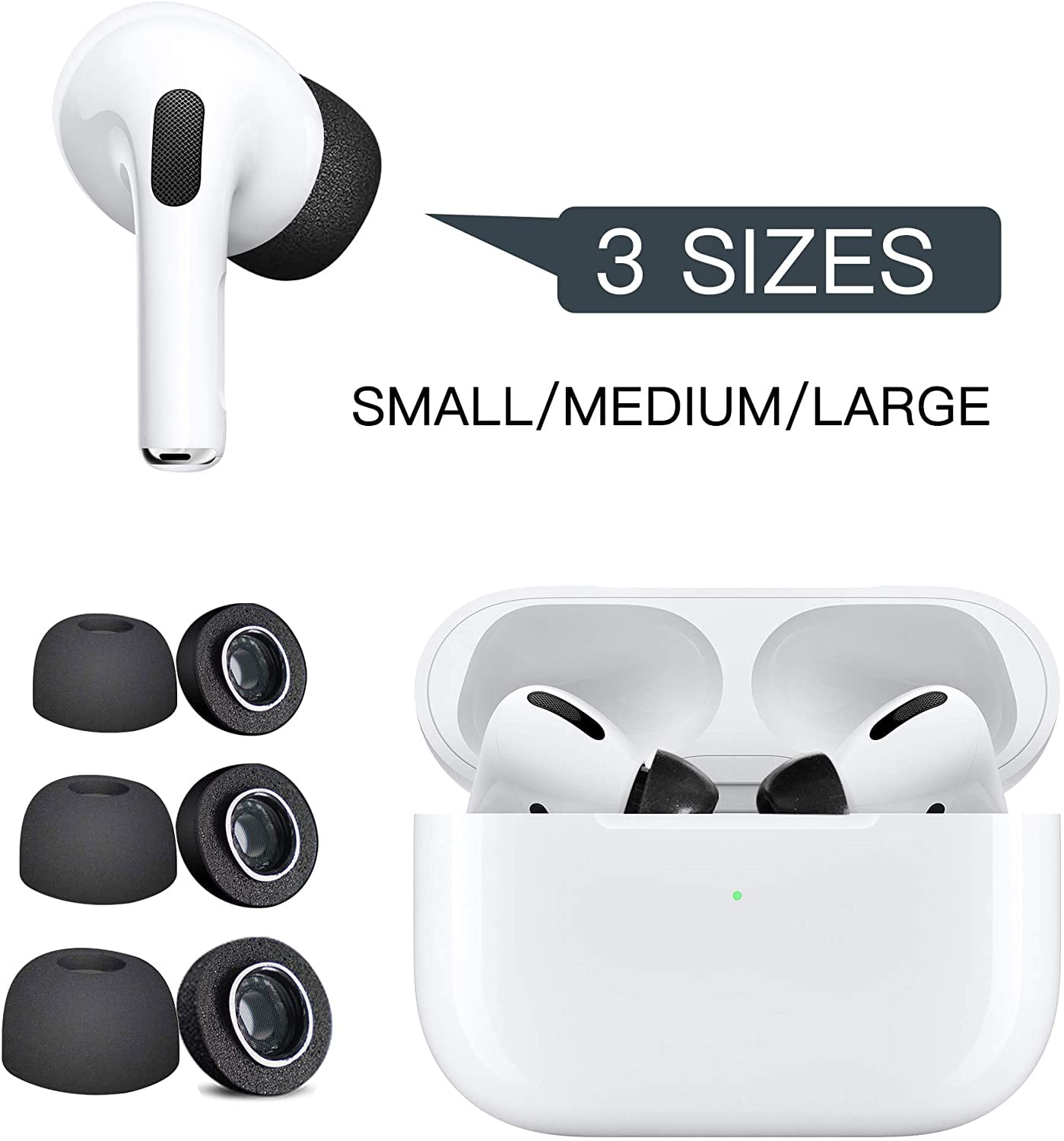 Black Memory Foam Replacement Tips for Apple Airpod Pro & Pro 2 Earbud Tips - Walmart.com