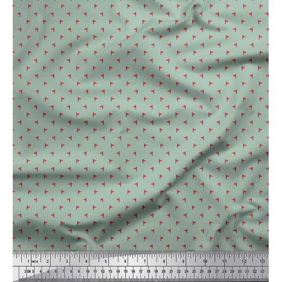 Soimoi Silk Fabric Flag Small Print Fabric by The Yard 42 Inch Wide