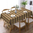 thumbnail image 6 of Rectangle Tablecloth with Wave Lace 60x84 Inch, Gold Brown Tartan Check Plaid Tablecloths Rectangular Water Resistant Spill Proof Table Cloth Cover Polyester Table Cover for Restaurant, Picnic, 6 of 8