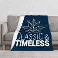 thumbnail image 2 of Elegant Floral Design Flannel Blanket - Soft Cozy Durable for Sofa Travel Bed & Chair - Timeless Comfort in Dark Blue & Gold, 2 of 7