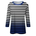 thumbnail image 4 of AherBiu Pajamas Tops for Women 3/4 Sleeve Plaid Comfy Striped T Shirts Crewneck Tees Blouse Loungewear, 4 of 5