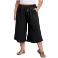 thumbnail image 2 of Plus Size Women's Casual Baggy High Waisted Wide Leg Pants Breathable, 2 of 6