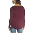 thumbnail image 2 of Buffalo David Bitton Womens Ribbed Sleeve Top, Burgundy, S New with box/tags, 2 of 3