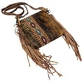 thumbnail image 4 of Cowhair Leather Crossbody Messenger Bag Fringe Pouch Tribal, 4 of 11