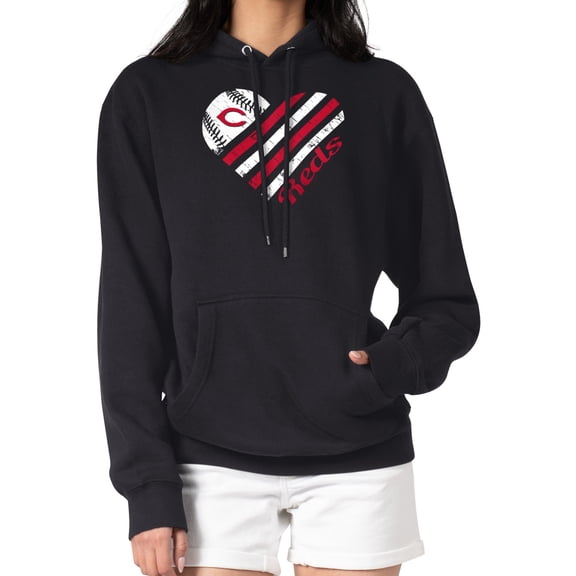 Women's G-III 4Her by Carl Banks  Black Cincinnati Reds Heart Fleece Pullover Hoodie