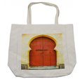 thumbnail image 1 of Architecture Shopping Bag, Old Moroccan Historical Antique Locked Building Door Interior, Eco-Friendly Reusable Bag for Groceries Beach and More, 15.5" X 14.5", Cream, by Ambesonne, 1 of 2