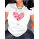 thumbnail image 1 of Camiseta de verano para mujer Suave elegante con Cuello redondoWomen's Casual Black T-Shirt with Red Heart Tree Graphic - Short Sleeve, Round Neck, Comfortable Polyester Blend, Ideal for Summer Fash, 1 of 7