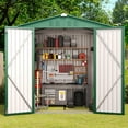 thumbnail image 2 of Outdoor Storage Shed 6 x 4 t（24.6 sq. ft.）Metal Garden Shed with Double Lockable Doors,for Backyard Patio Lawn-Green, 2 of 9