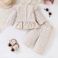 thumbnail image 4 of enyan Toddler Baby Girls Fall Outfit 6M-6T Long Sleeve Floral Print Smocked Shirt Pants 2-Piece Set Kids Girls Clothes White，18-24 Months, 4 of 7