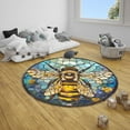thumbnail image 4 of Bee Pattern Round Area Rug, floral honeycomb circle carpet for bedroom, foyer or craft room, soft washable non-slip floor mat, charming animal lover home décor accent, 4 of 6