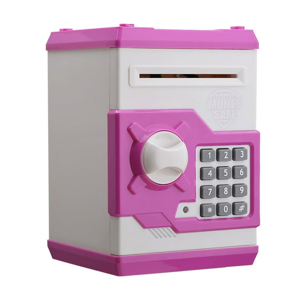 Caja de seguridad Digital, caja de seguridad con cerradura de combinación pequeña, caja de seguridad con contraseña creativa, hucha automática, cajero automático, juguetes para niños oso de fresa Hogar