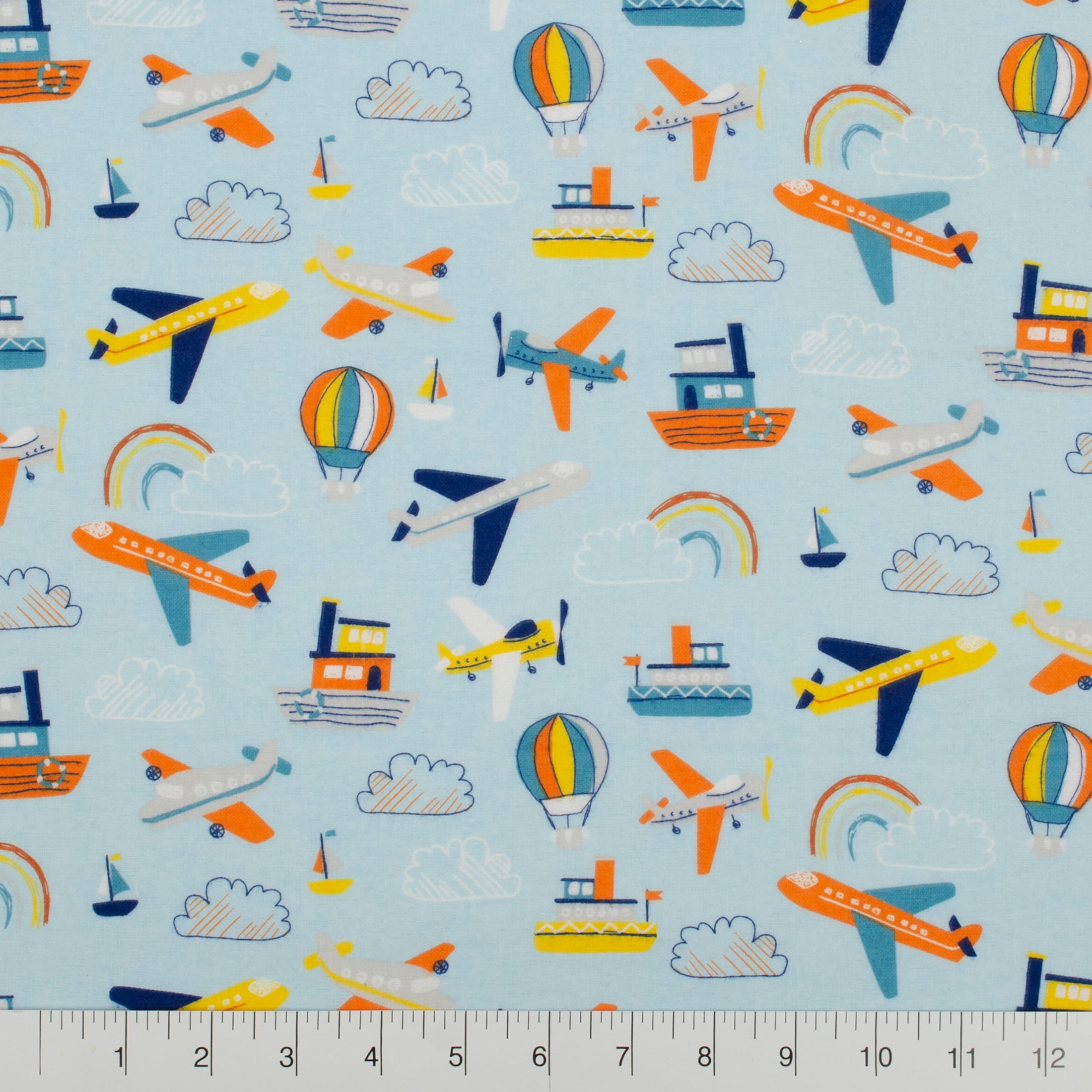 Little Feet Boutique 18" x 21" Adventure Flannel Precut Sewing & Craft Fabric , Blue 5 Pieces