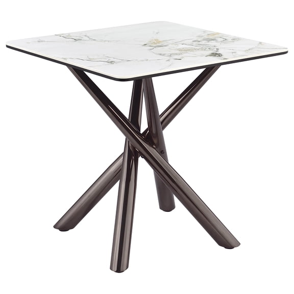 Carvell Square Sintered Stone End Side Table Mirage White