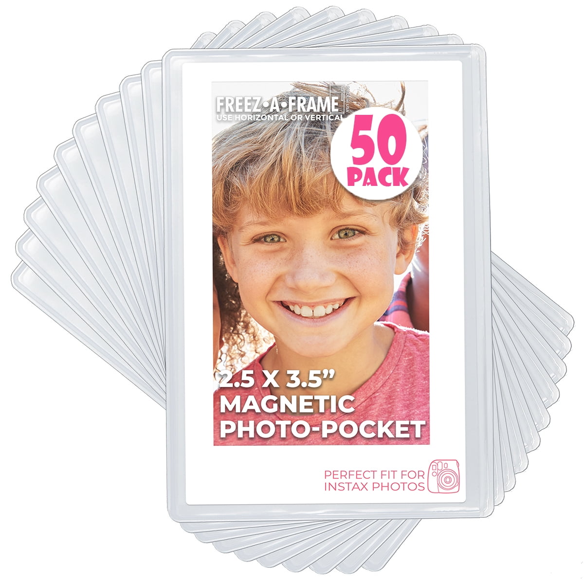 Photo Pockets Bonus 50 Pack Freez-A-Frame Magnetic Photo Pockets For Fuji Mini Instax ...