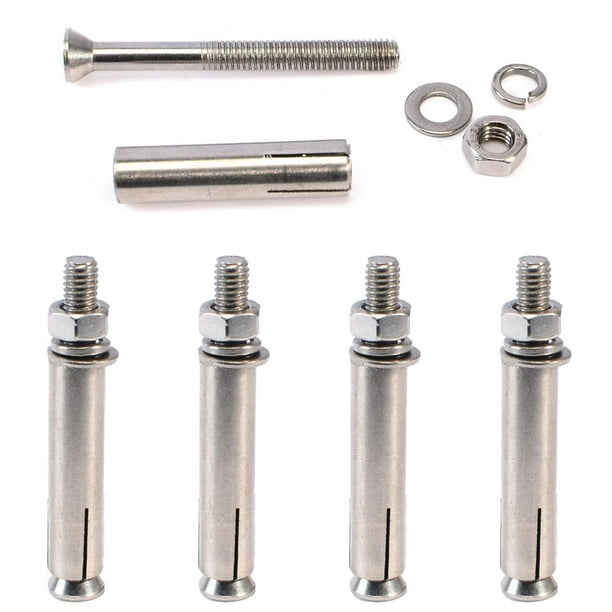 Pernos de expansión hexagonales Anclaje de tornillo de expansión de acero inoxidable Anclajes de fijación resistentes para concreto para construcción de paredes 6 piezas (M8x70 mm)