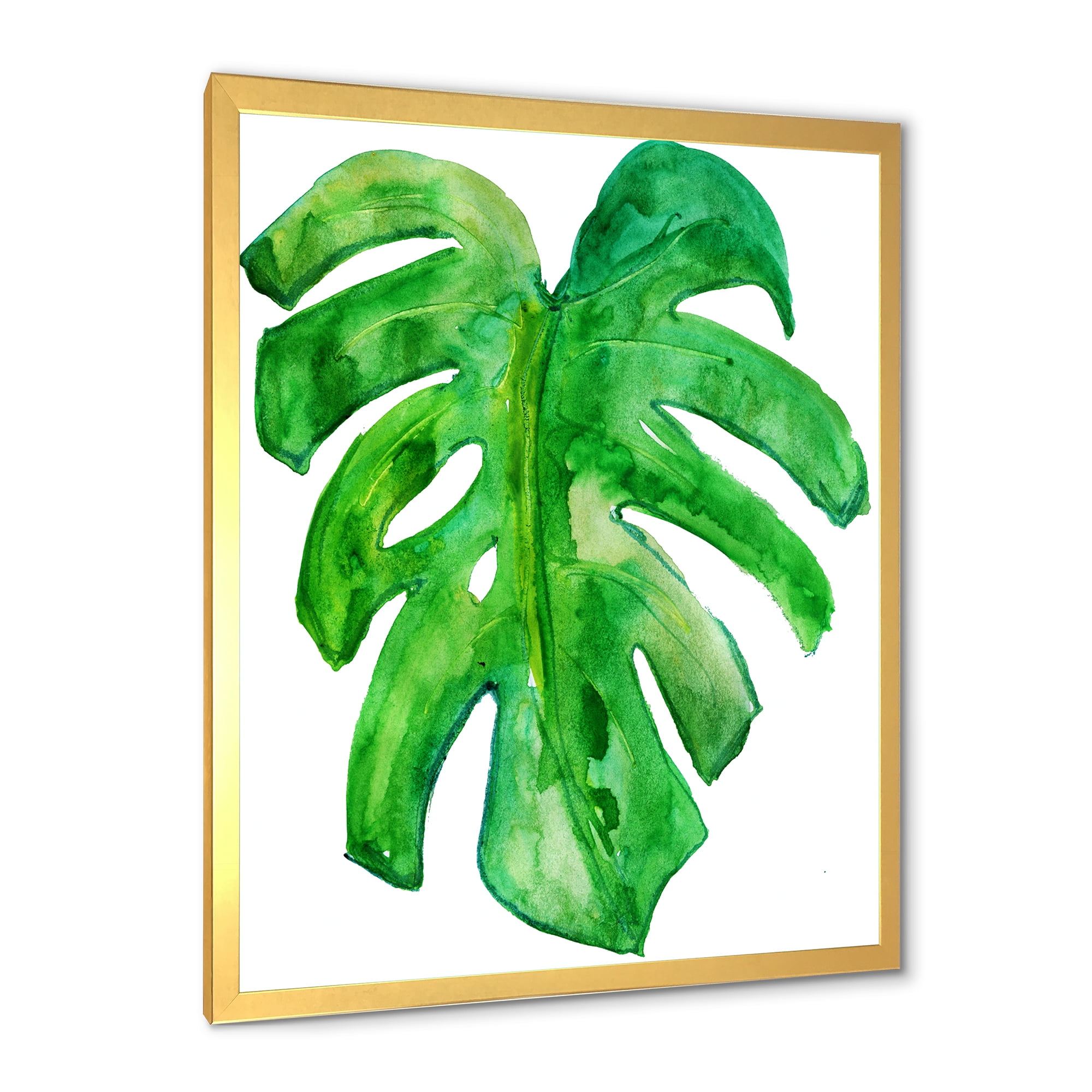 Designart 'Close Up Of Tropical Leaf Of Monstera I' Farmhouse Framed Art Print