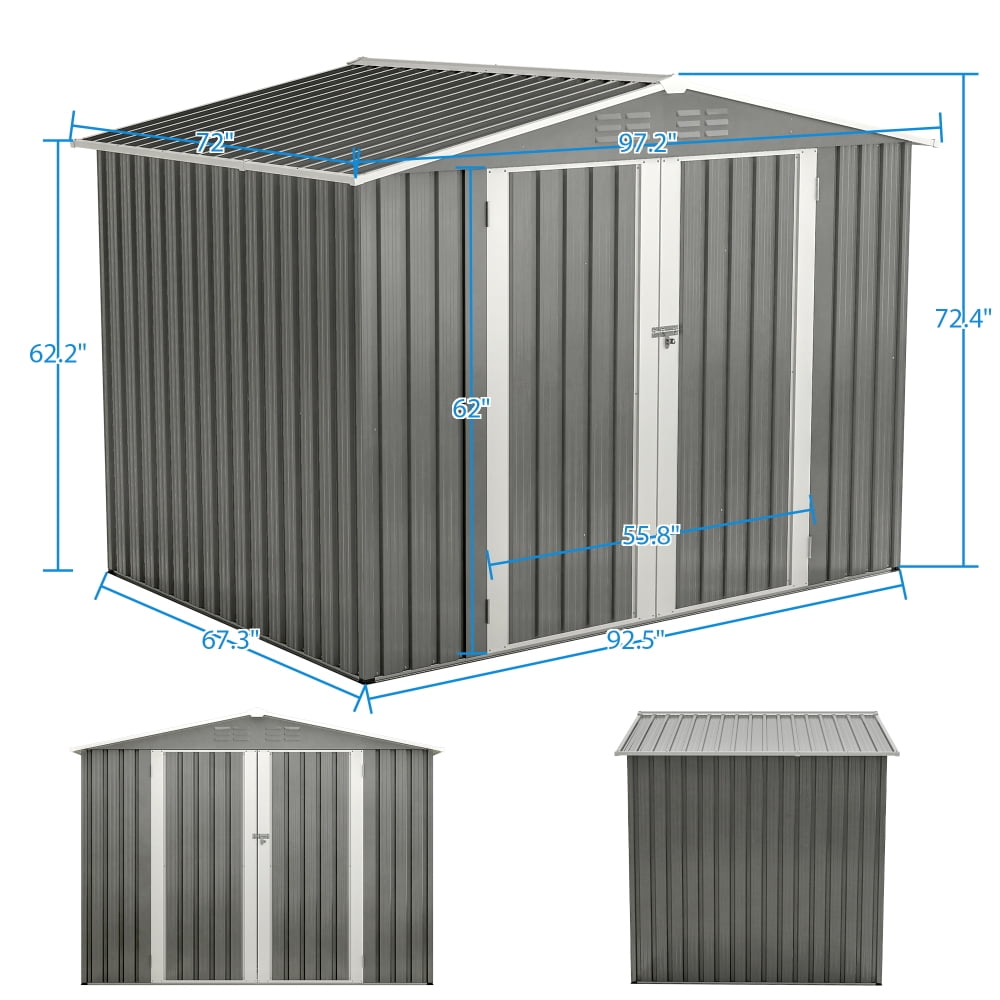 Outdoor Waterproof Garden Tool Storage Sheds with Metal Foundation with Floor Frame, Tool Shed with Lockable Hinged Doors & Air Vents, Storage House Waterproof for Backyard, Lawn