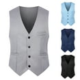 thumbnail image 5 of Uehgn Men Waistcoat Solid Color Single-breasted V Neck Sleeveless Spring Vest for Work, 5 of 7