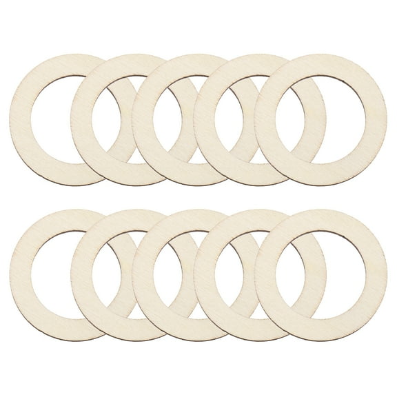 Uxcell 1.2 Inch Unfinished Wood Rings Natural Wooden Ring Circle Flat Round Shape Ornaments Wooden Slices, 50Pcs