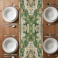 thumbnail image 4 of Green Boho Table Runner 70 Inches Long,Farmhouse Tribal Vintage Tribal Texture Cotton Linen Table Runners Dresser Scarves,Decorative Tabletop Scarf Furniture Cover for Home Dinner Party 13"x70", 4 of 8