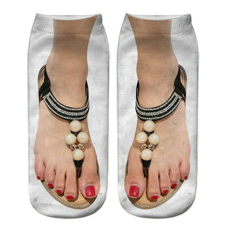 

Fashion Socks 3D Pattern Sandals Print Socks Running Socks Women Personality Low Ankle