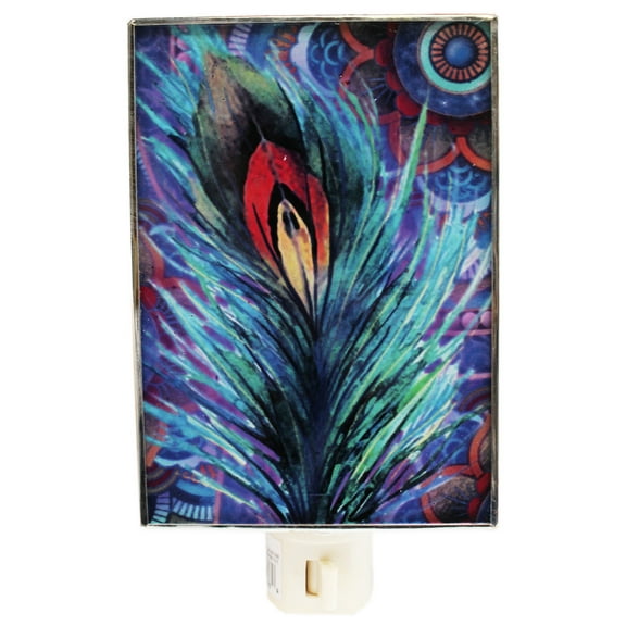 Exquisitely Colorful Peacock Graphic Night Light - By Ganz