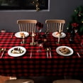 thumbnail image 6 of KCEHTA Christmas Tablecloth Rectangle Red and Black Checkered Tablecloth Buffalo Plaid Tablecloth Washable Cotton Table Cover for Christmas Birthday Party, 6 of 7