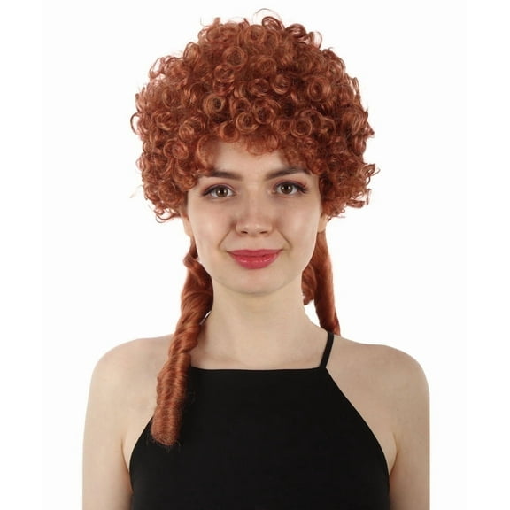 HPO Adult Women's Natural Red Victorian Wig with Long Banana Ponytail, Synthetic Soft Fiber Hair, Perfect for your next Ball and English Party!