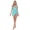 Blue, variant on Women's One Piece Swimdress Swimsuits Slimming Tummy Control Swim Dress With Detachable Skirt, Watercolor Leaves