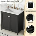 thumbnail image 4 of 30" Bathroom Vanity with Sink Top, Modern Bathroom Vanity with 2 Pull Out Drawers, Floor Mount Wooden Bathroom Cabinet with Undermount Ceramic Basin, Black, 4 of 18