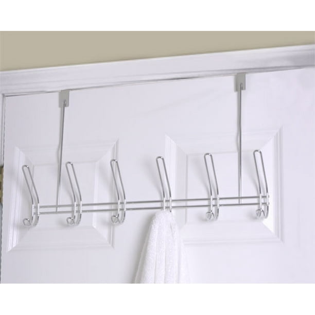 6 Dual Hook Over the Door Chrome Plated Steel Hanging Rack Walmart