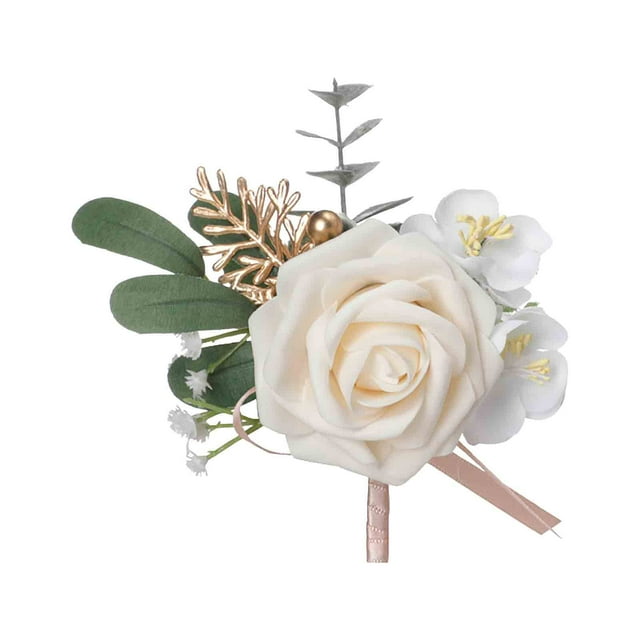 Ramo elegante Lisbinx, rosa artificial para muñeca, cinta clásica para novia, estilo bohemio rústico para boda, regalo para invitada de novia. El tamaño puede variar ligeramente.