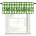 thumbnail image 4 of Kitchen Valances for Window, St. Patrick's Day Lucky Green Leaf Black Plaid Light Filtering Rod Pocket Valance Curtain, Buffalo Lattice Short Curtains Window Topper for Bedroom Living Room 54x18in, 4 of 9