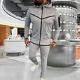 thumbnail image 2 of guisaled Mens Sweatsuit 2 Pieces Set Casual Jogging Athletic Hooded Tracksuit Full Zip Color Blocks Long Sleeve Jogging Outfits, 2 of 5