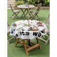 thumbnail image 3 of Outdoor Tablecloth with Umbrella Hole and Zipper, Gnomes Easter Round Table Cloth 60 Inch Waterproof Tablecloth, Eggs Botanical Carrot Pastoral Picnic Table Cover for Patio Camping, 3 of 7