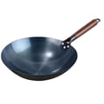 thumbnail image 2 of Sartén Wok Wok Antiadherente Utensilios de Cocina a Gas Cocina General Sartenes Wok Mango de Madera Wok de Hierro 38cm, 2 of 9