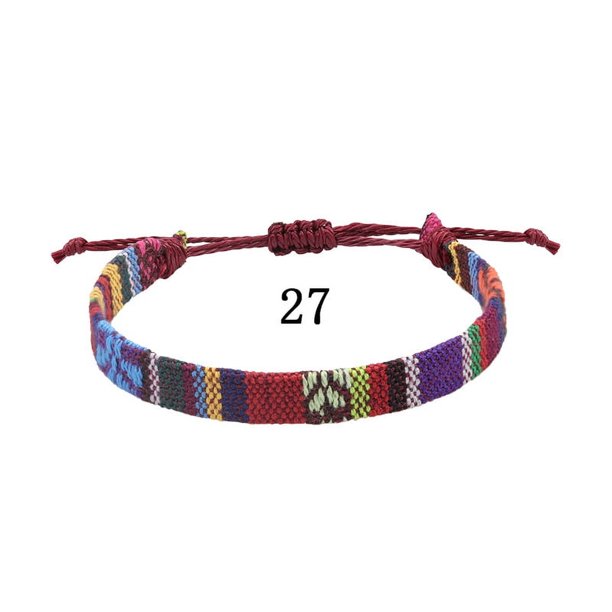 Tobillera de algodón y lino con tejido de arcoíris y cuerda ancha para actividades en todos los colores