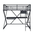 thumbnail image 3 of Powell Pierce Metal Sleep, Study, and Store Full Loft Bed Set with Rolling Desk Chair, Black, 3 of 8
