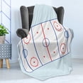 thumbnail image 4 of Hockey Soft Flannel Fleece Throw Blanket, Ice Hockey Field in Blue Tones and Red Graphic Outline for Sport Events, Cozy Plush for Indoor and Outdoor Use, 50" x 70", Blue Red Pale Blue, by Ambesonne, 4 of 5