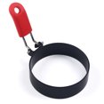 thumbnail image 1 of Molde para panqueques, anillo para huevos, anillos para hornear de metal recubiertos de negro antiadherentes con mango de silicona antiescaldaduras para plancha, huevos sándwich de bricolaje, muffins ingleses, panqueques, hamburguesas, desayuno JM, 1 of 5