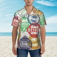 thumbnail image 4 of Easygdp Travel Stamp Men'S Summer Casual Short Sleeve,Short Sleeve Button-Down Shirt, Lapel Loose Breathable Hawaiian Short Sleeve - Small, 4 of 9