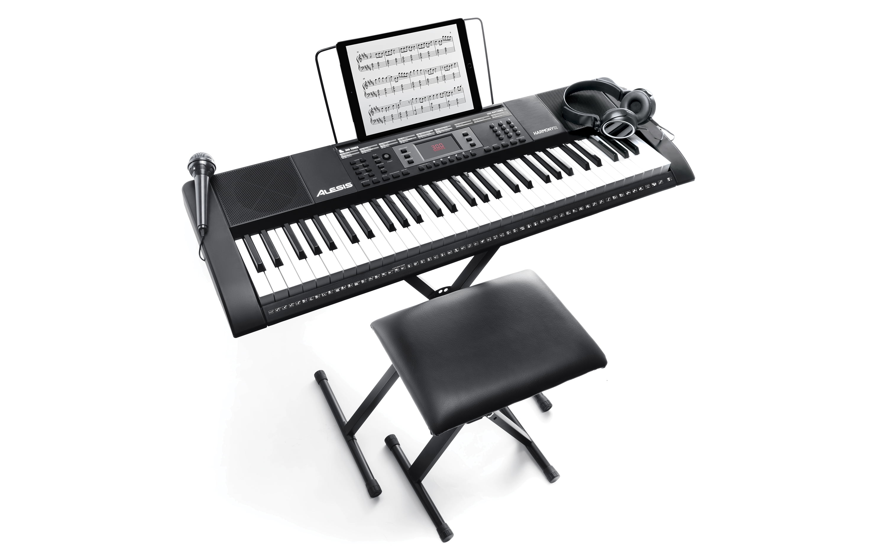 In-Demand Sounds and 3-Month Skoove Premium Subscription Alesis Harmony 61-61 Key Ultra-Portable Keyboard With Velocity-Sensitive Keys Built-in Speakers 300